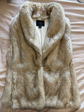 Sanctuary Plush Faux Fur Vest in Light Taupe